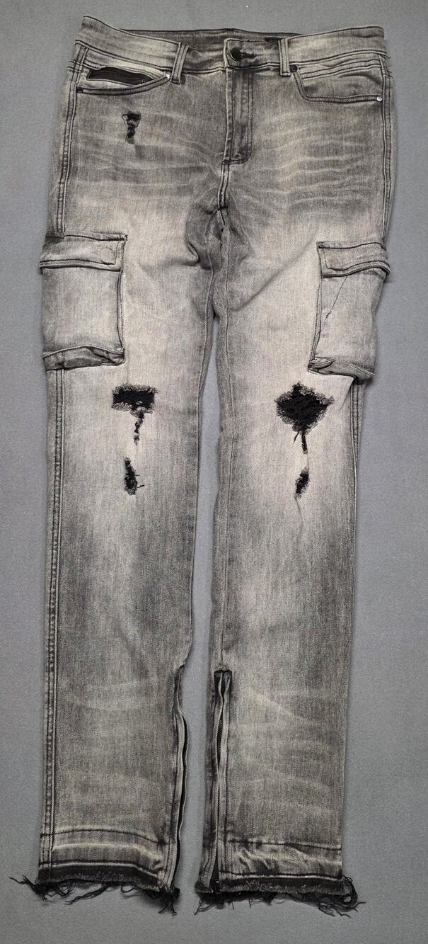 Rockstar Original Denim Distressed Frayed Jeans Size 34x34 Dudley Cargo Black
